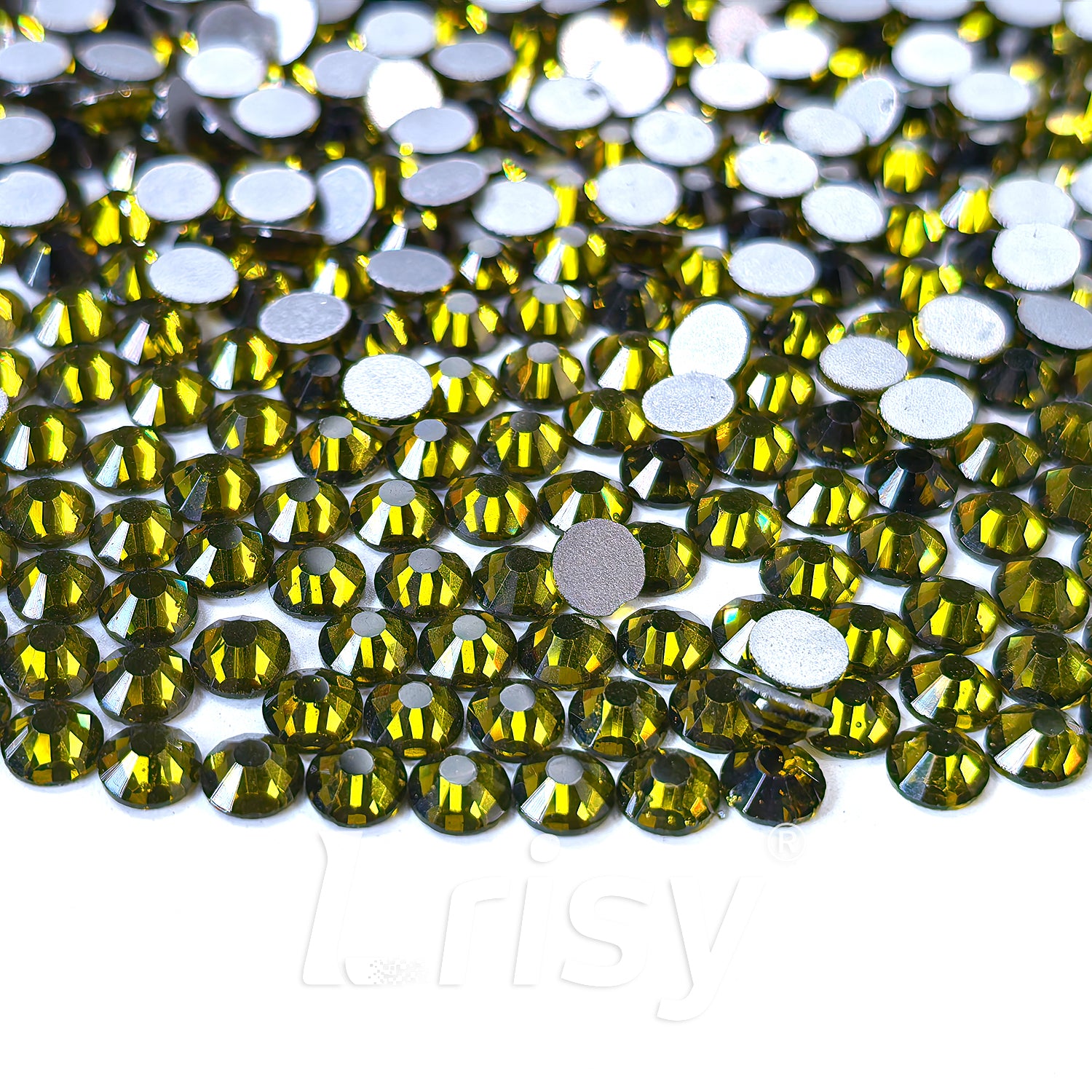 (O)Olive Green (Olivine) Flat Back Rhinestones FBRS008