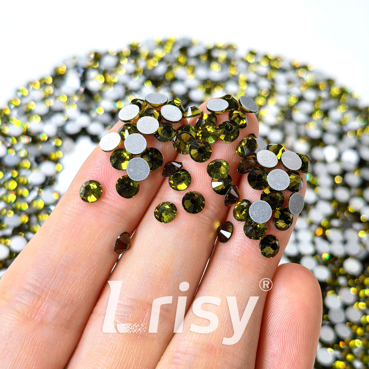 (O)Olive Green (Olivine) Flat Back Rhinestones FBRS008