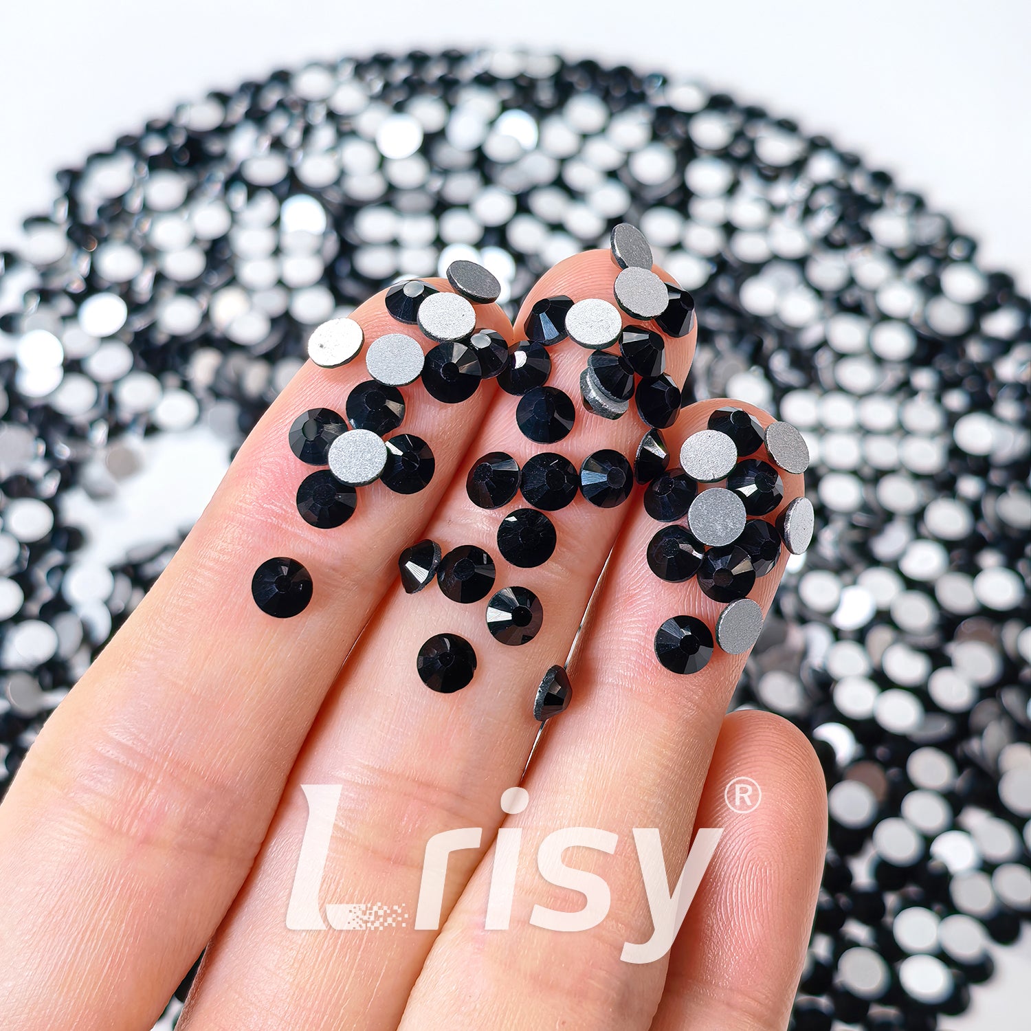 (O)Black Pearl Flat Back Rhinestones FBRS011