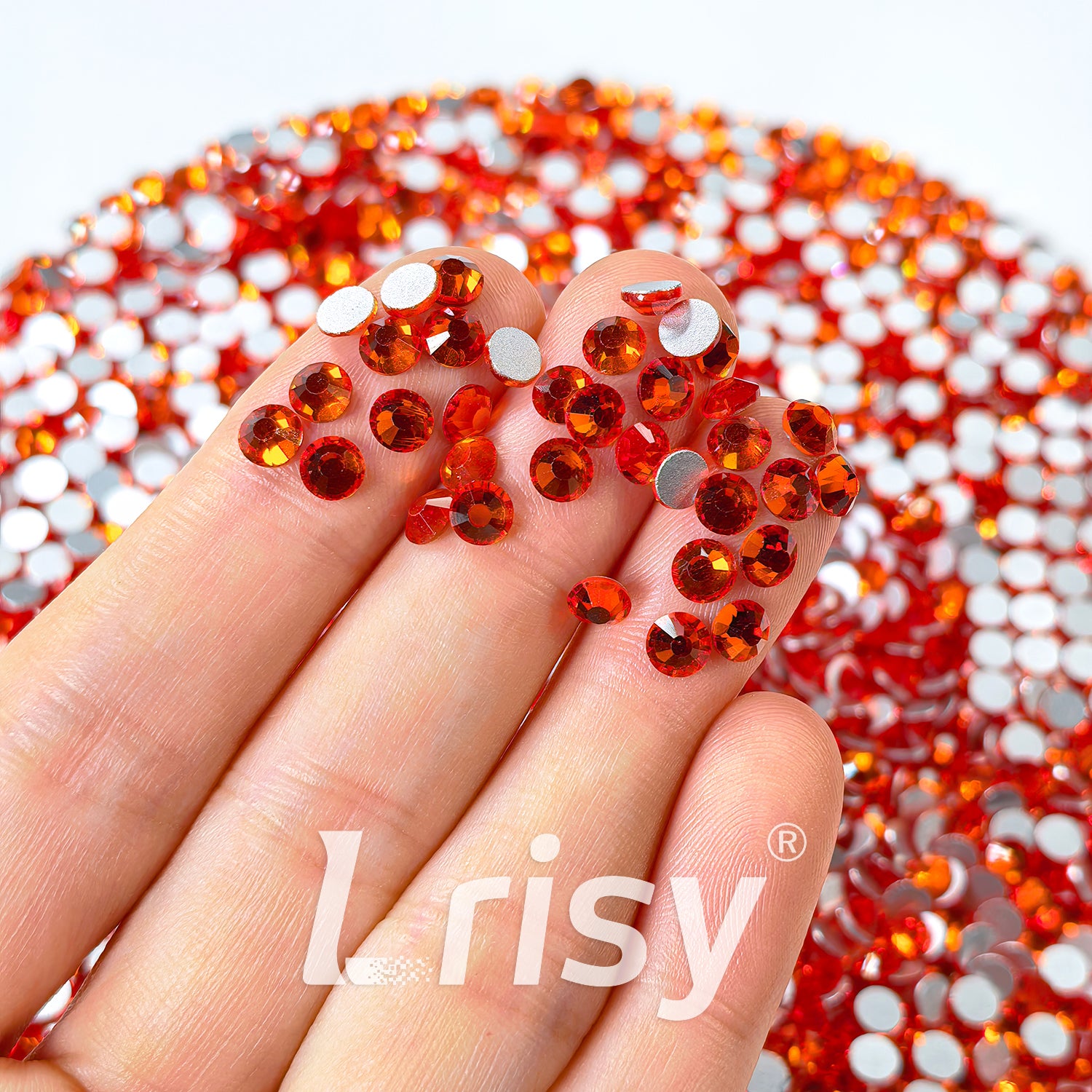 (O)Orange Red Flat Back Rhinestones FBRS018