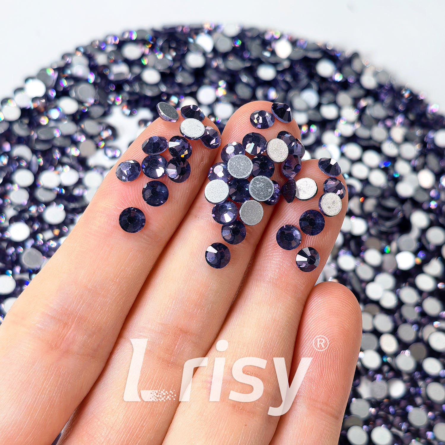 (O)Lotus Purple Flat Back Rhinestones FBRS019