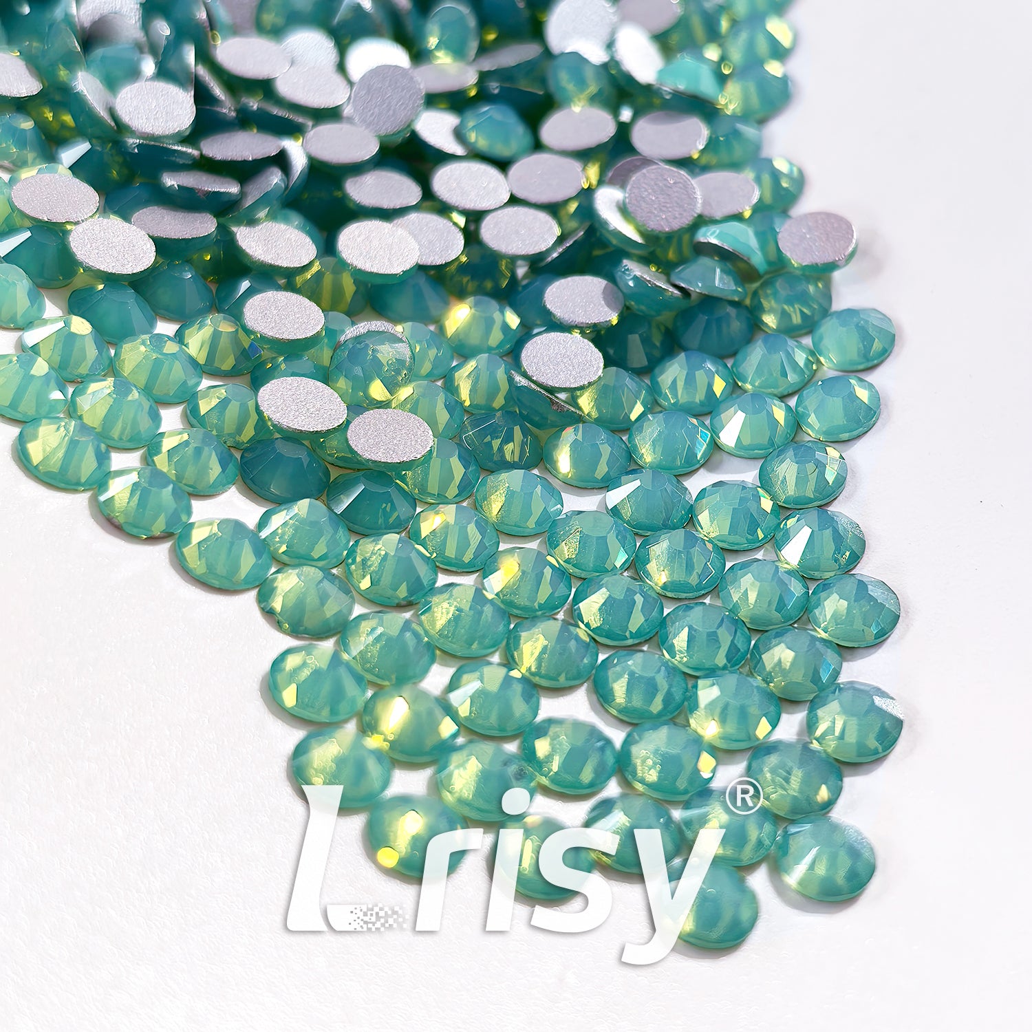 (O)Green (Pacific) Opal Flat Back Rhinestones FBRS028