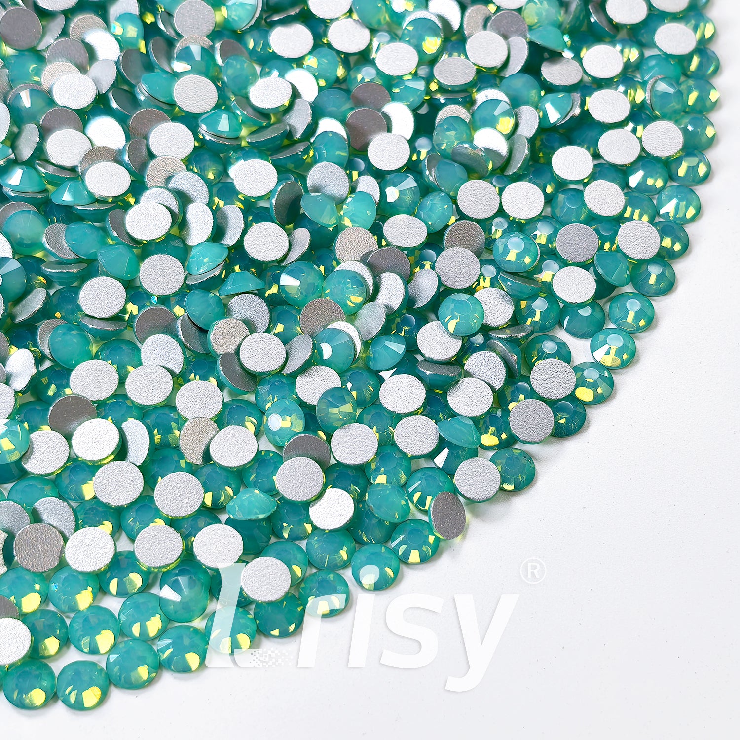 (O)Green (Pacific) Opal Flat Back Rhinestones FBRS028