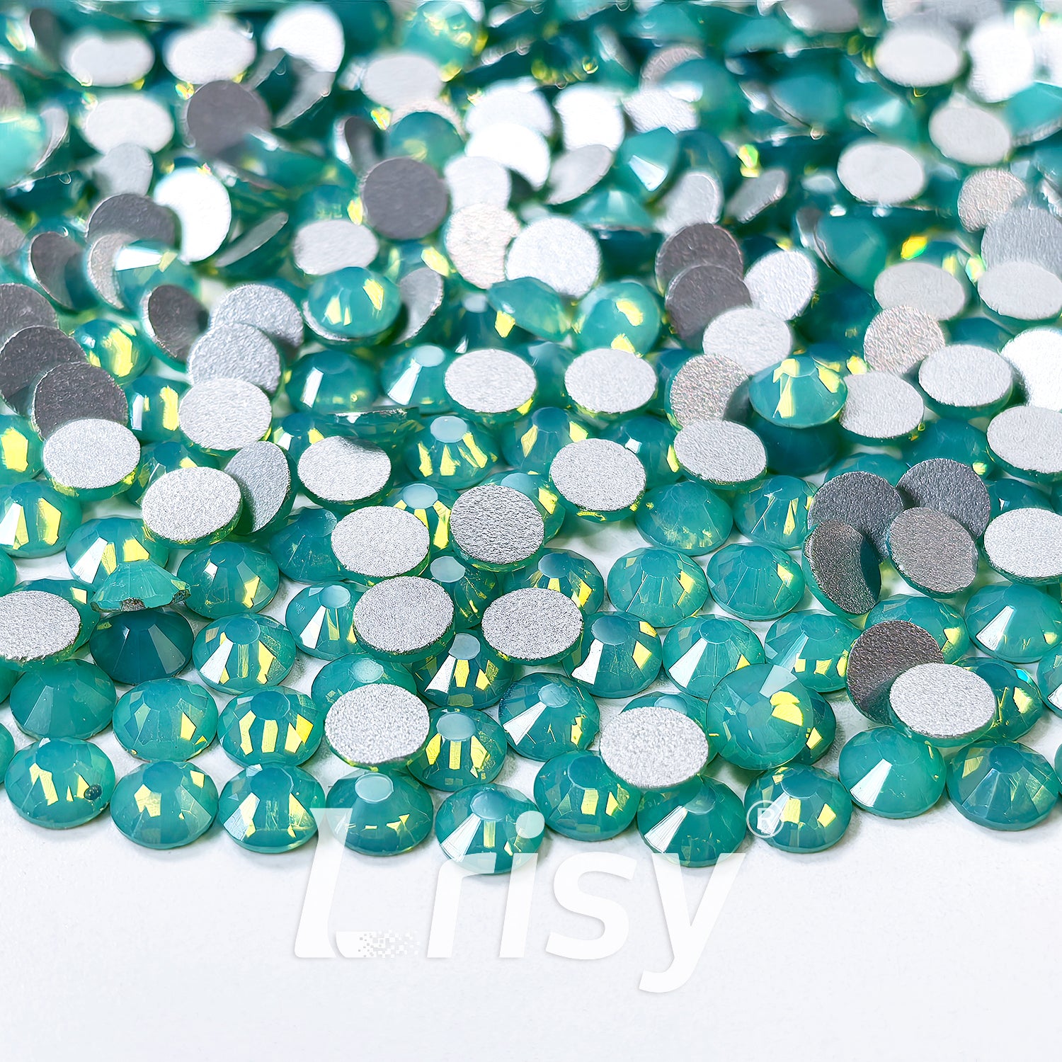 (O)Green (Pacific) Opal Flat Back Rhinestones FBRS028