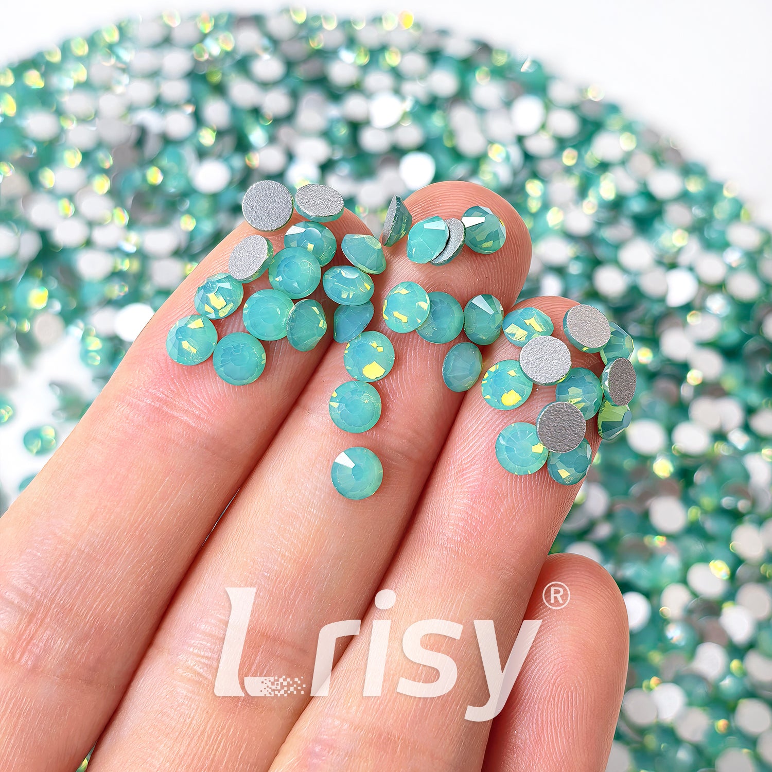 (O)Green (Pacific) Opal Flat Back Rhinestones FBRS028