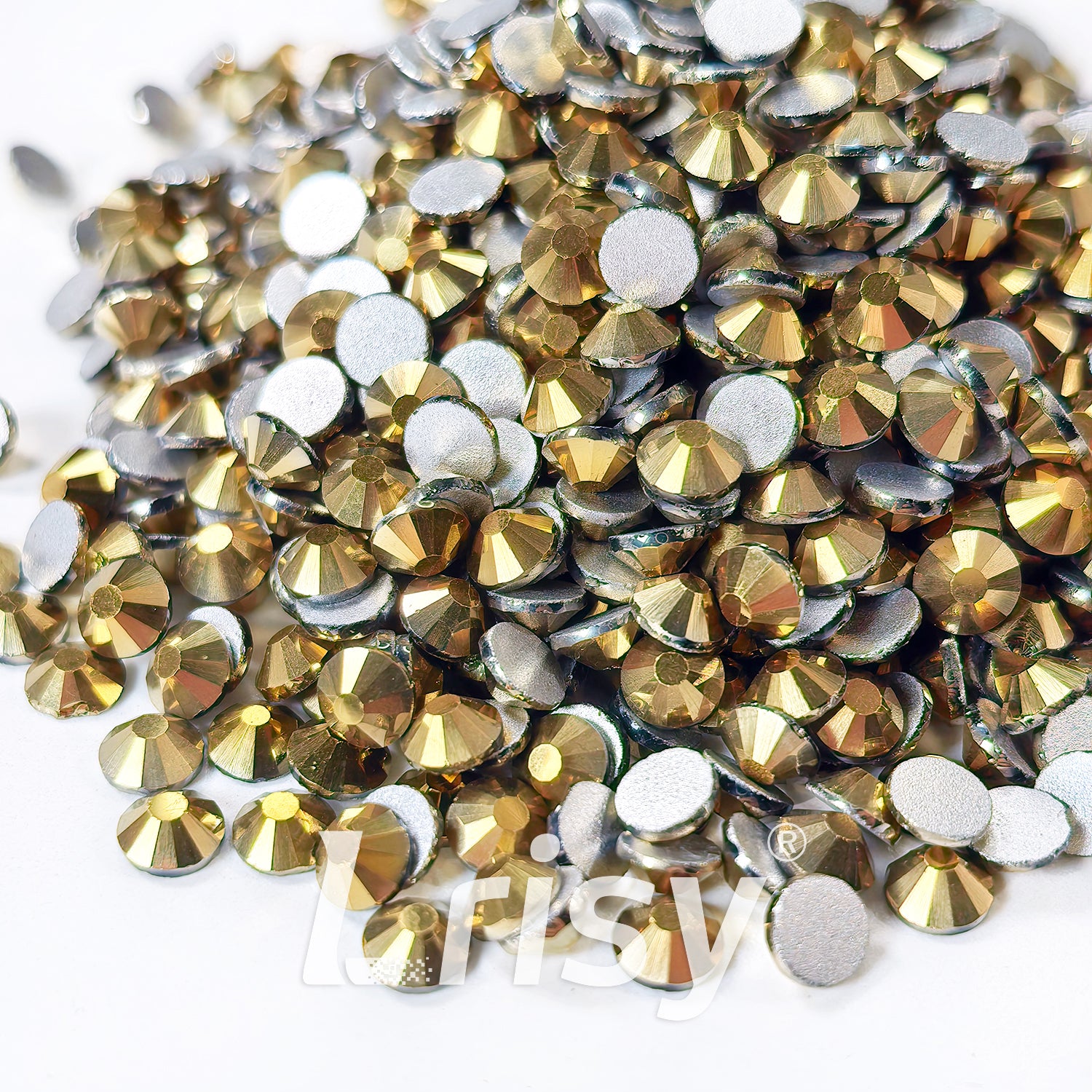 (O)Matte Golden Flat Back Rhinestones FBRS037