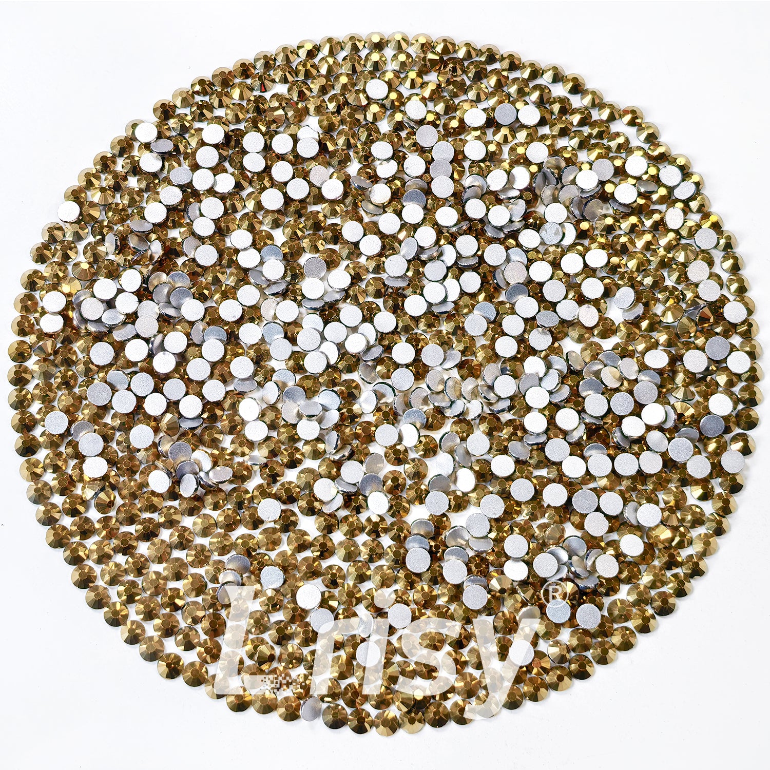 (O)Matte Golden Flat Back Rhinestones FBRS037