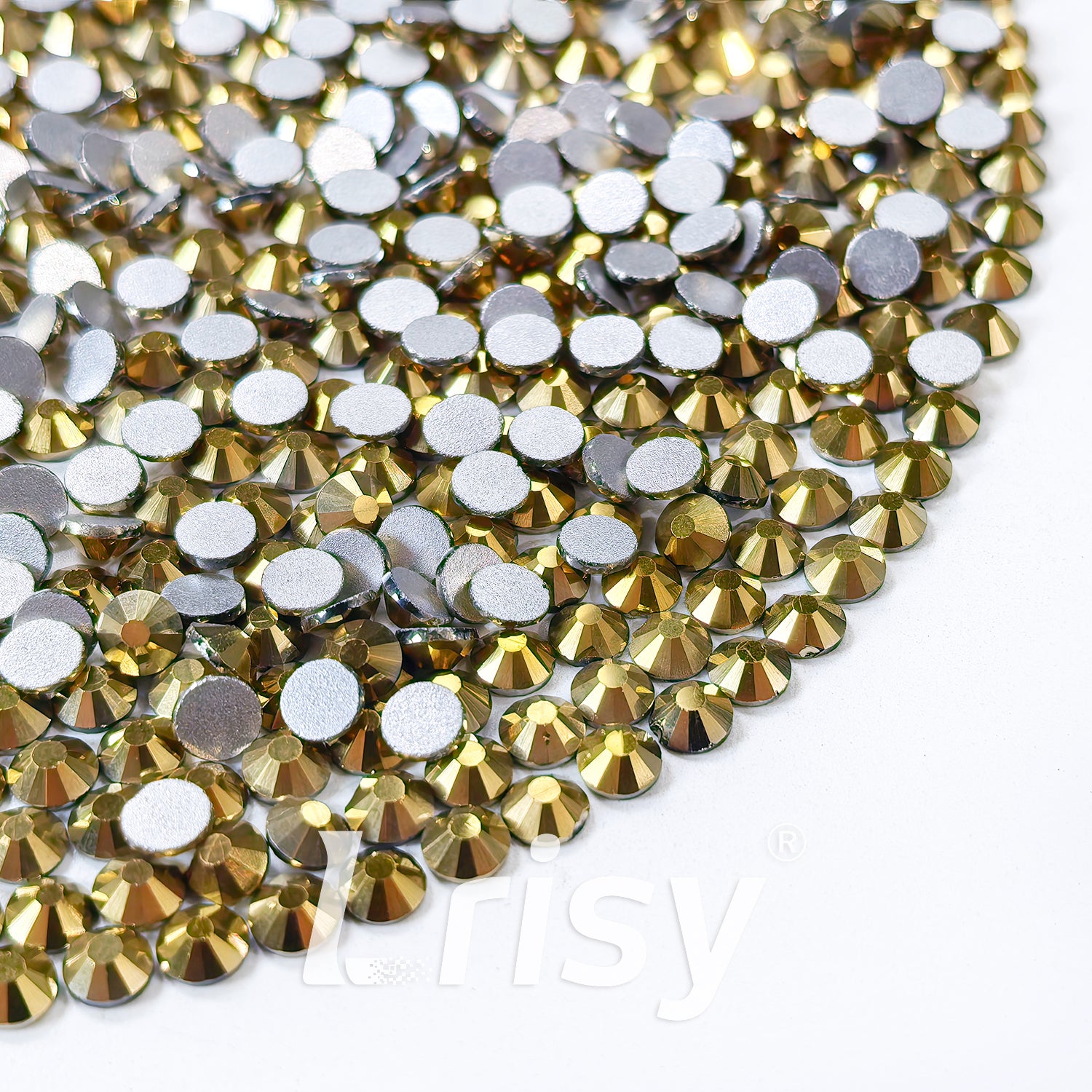 (O)Matte Golden Flat Back Rhinestones FBRS037
