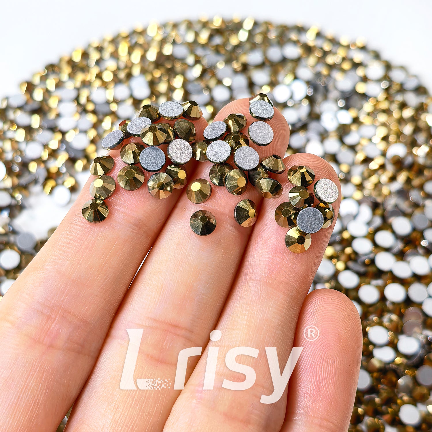 (O)Matte Golden Flat Back Rhinestones FBRS037