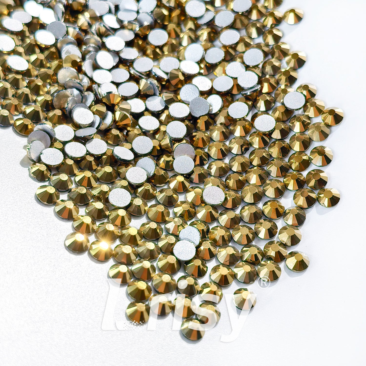 (O)Matte Golden Flat Back Rhinestones FBRS037