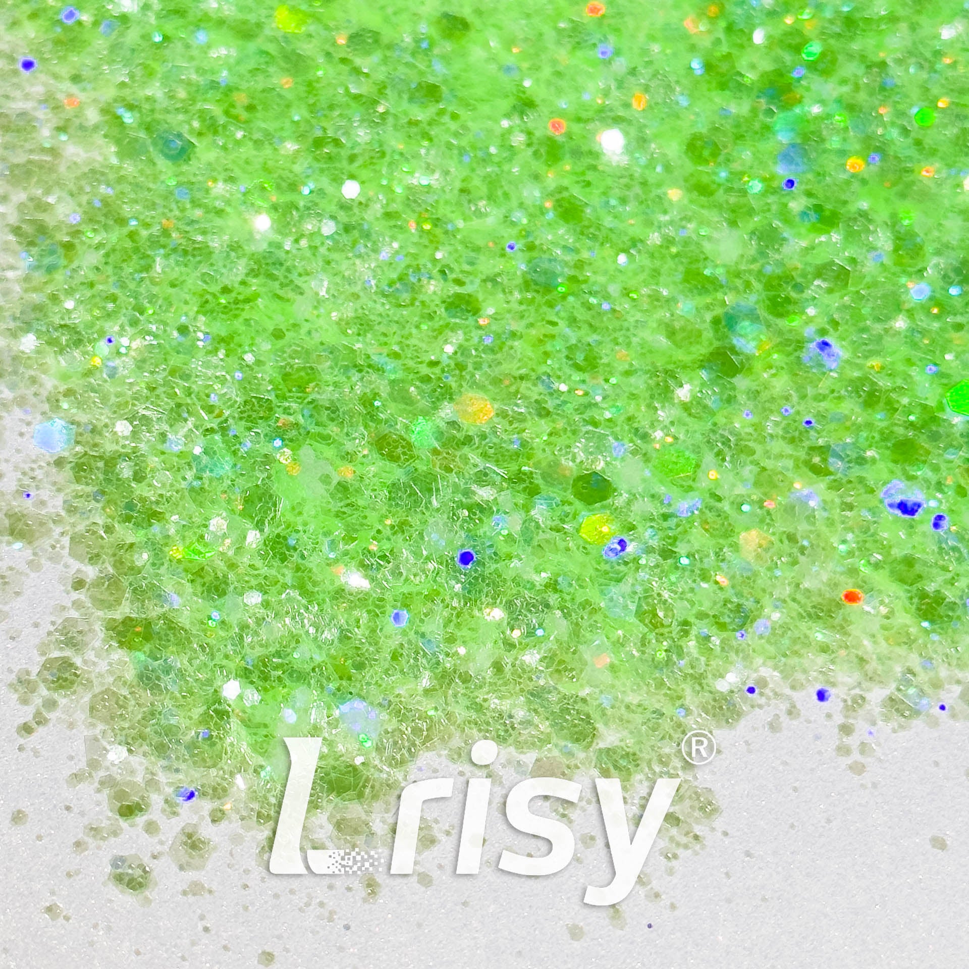General Mixed Translucent Holographic Green Glitter Hexagon Shaped WT02