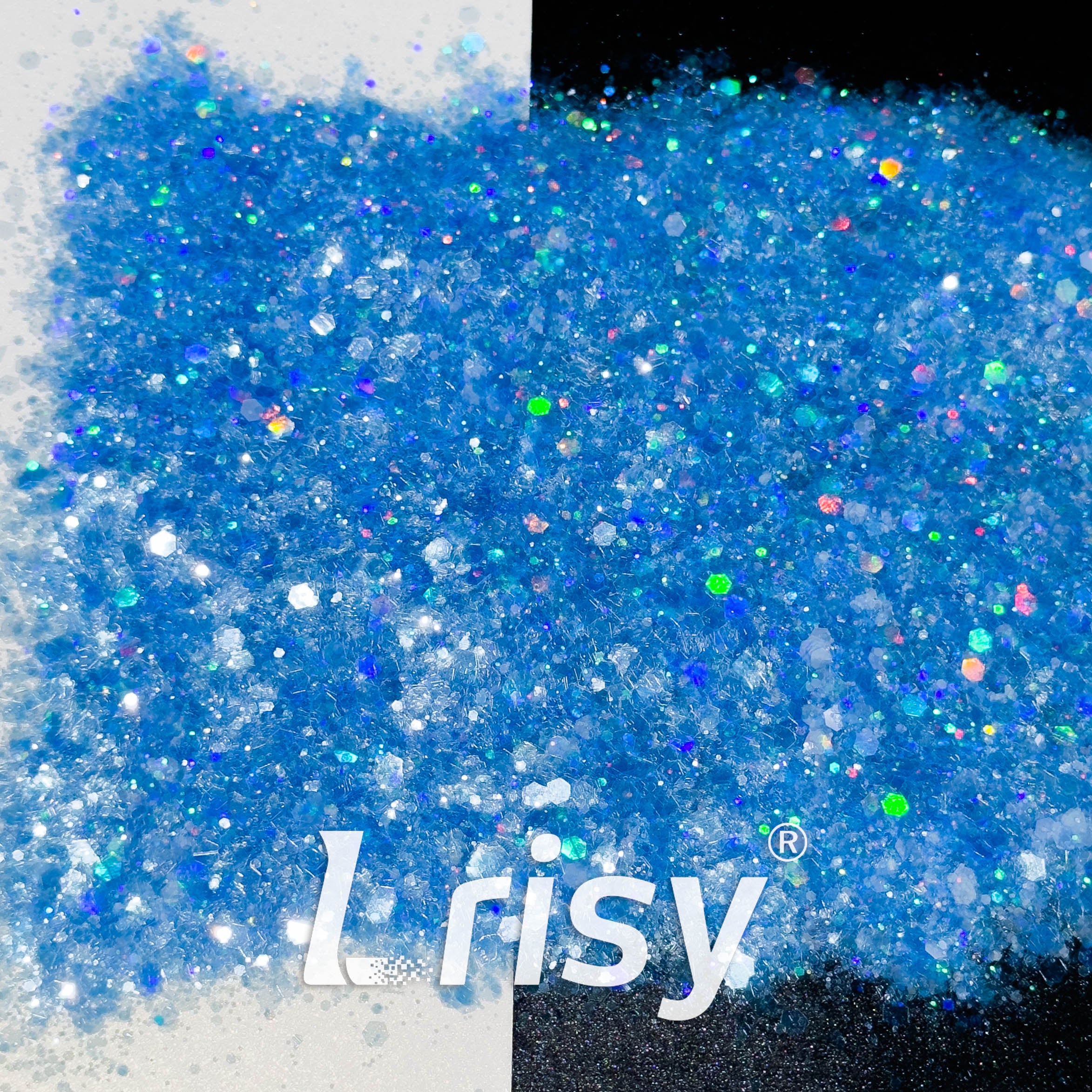 General Mixed Translucent Holographic Blue Glitter Hexagon Shaped WT09