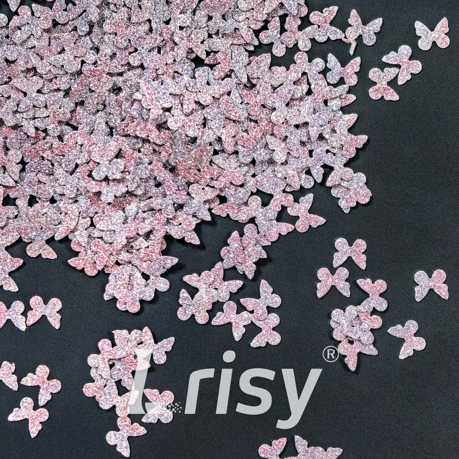 5mm Diamond Texture Gradient Pink Butterfly Glitter YW-AR3