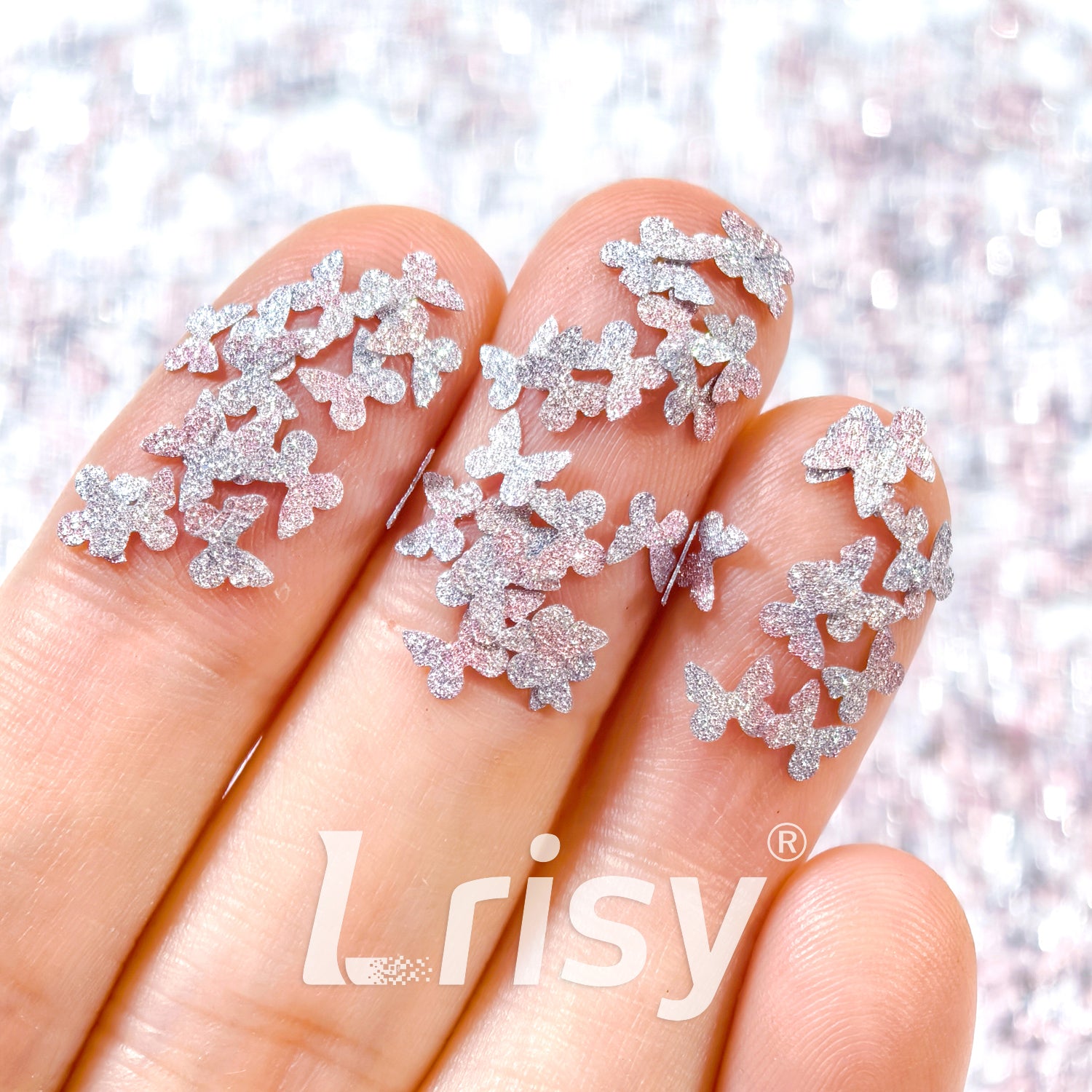 5mm Diamond Texture Gradient Pink Butterfly Glitter YW-AR3