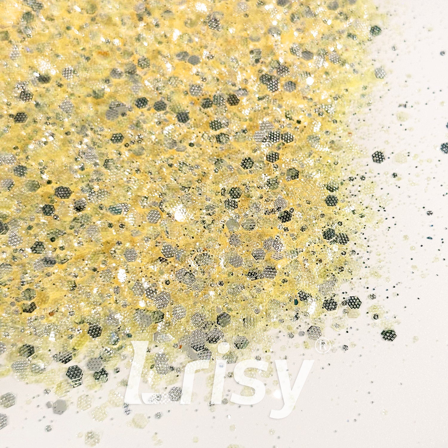 General Mixed Embossing Egg Yellow Iridescent Hexagon Shape Glitter YT10