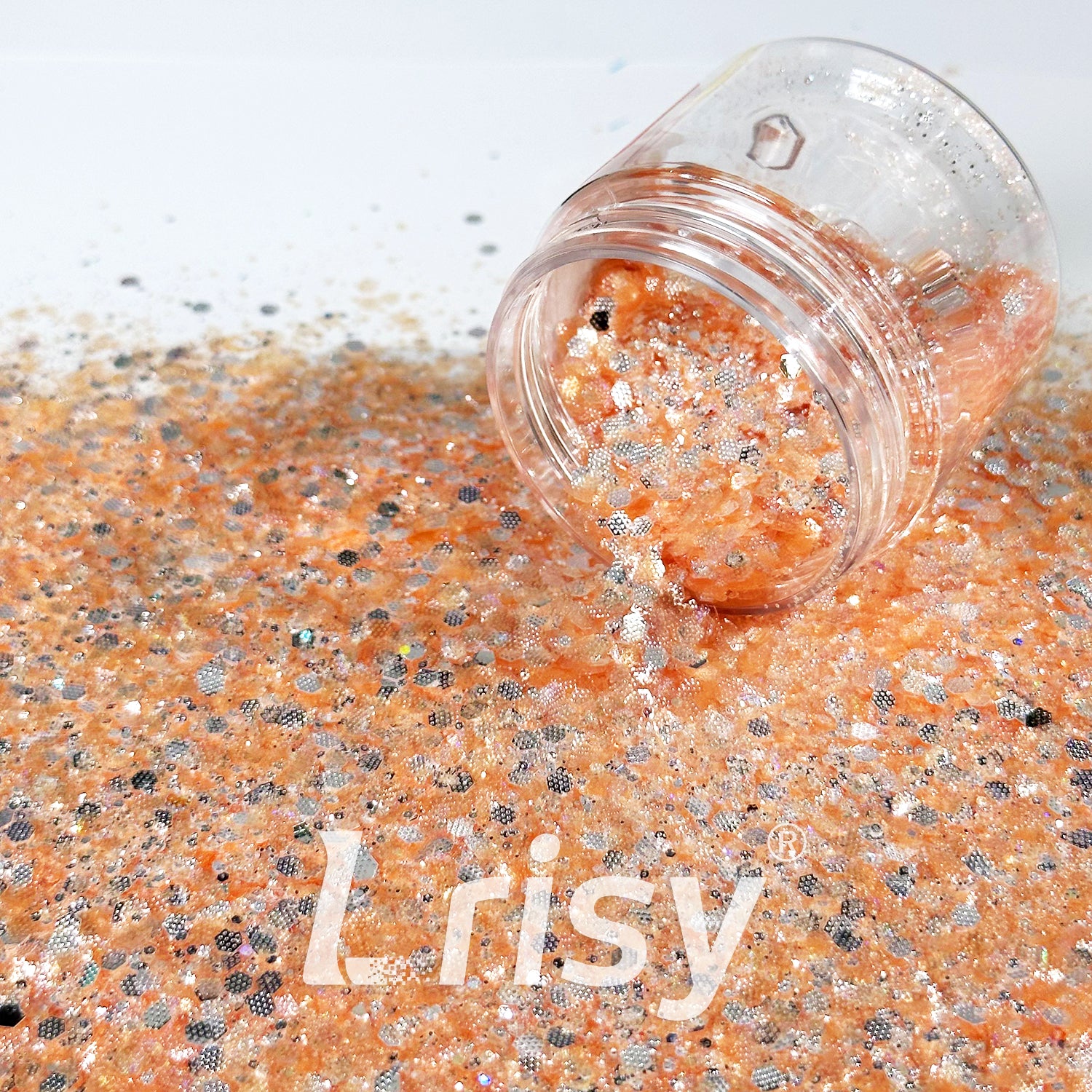 General Mixed Embossing Dark-orange Iridescent Hexagon Shape Glitter YT11