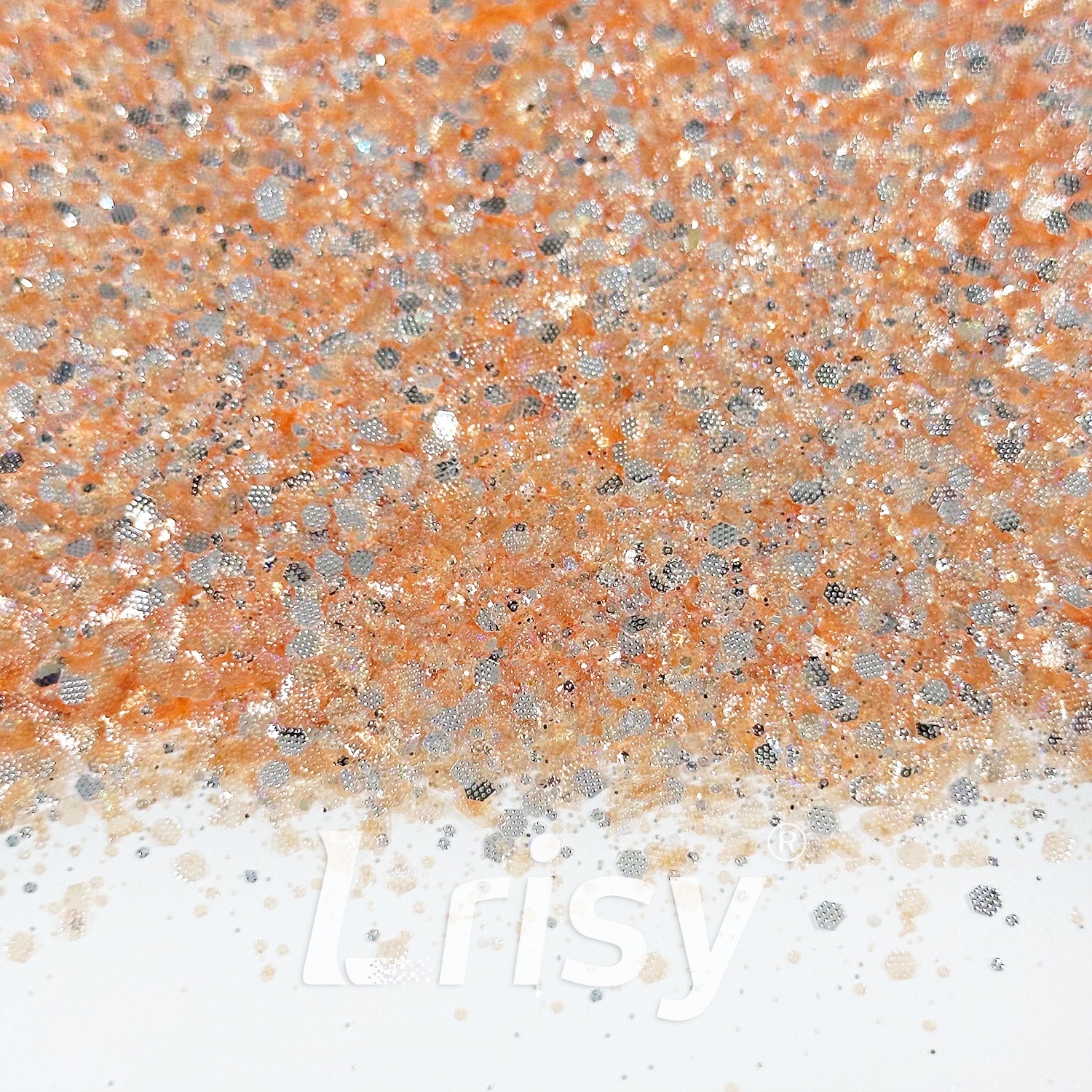 General Mixed Embossing Dark-orange Iridescent Hexagon Shape Glitter YT11