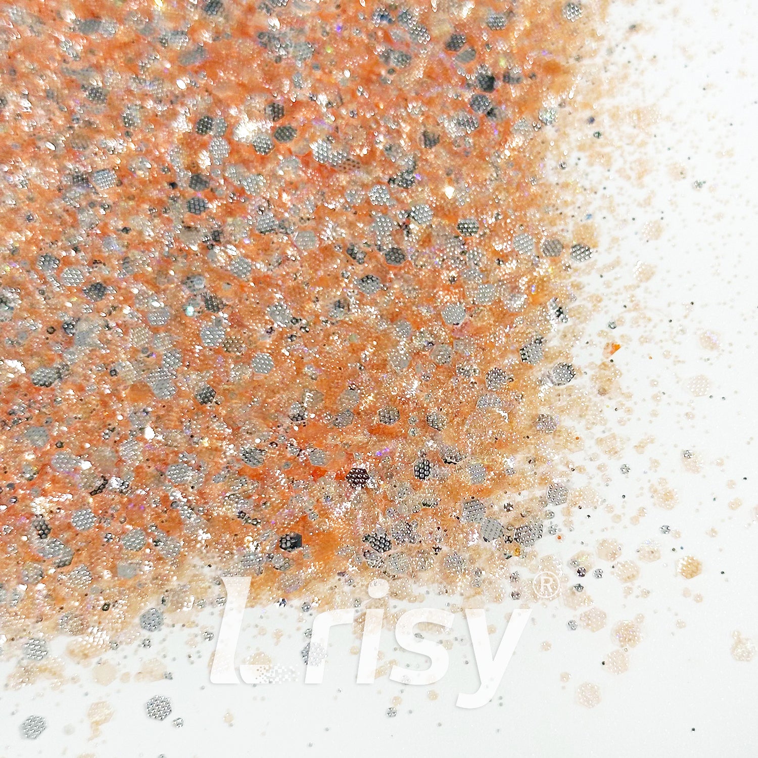 General Mixed Embossing Dark-orange Iridescent Hexagon Shape Glitter YT11