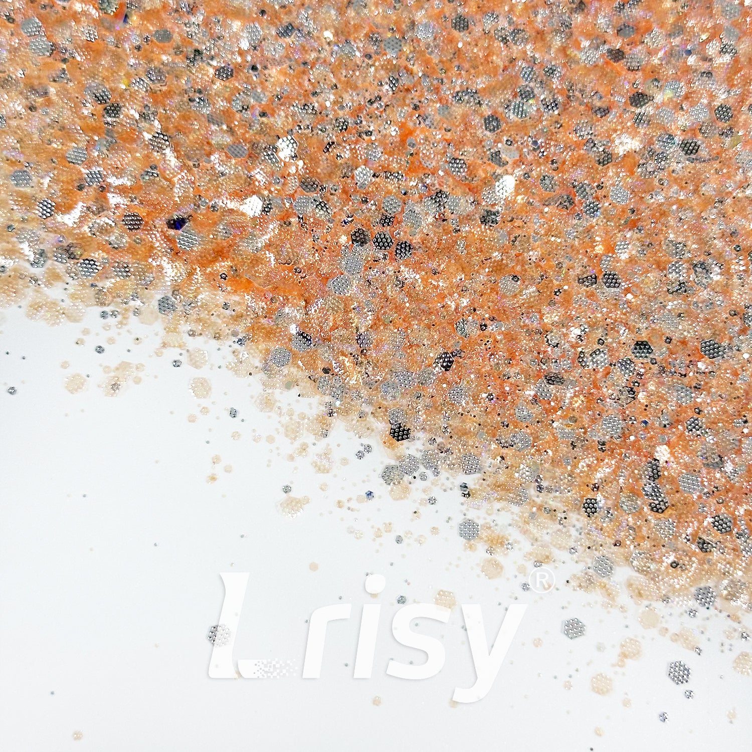 General Mixed Embossing Dark-orange Iridescent Hexagon Shape Glitter YT11