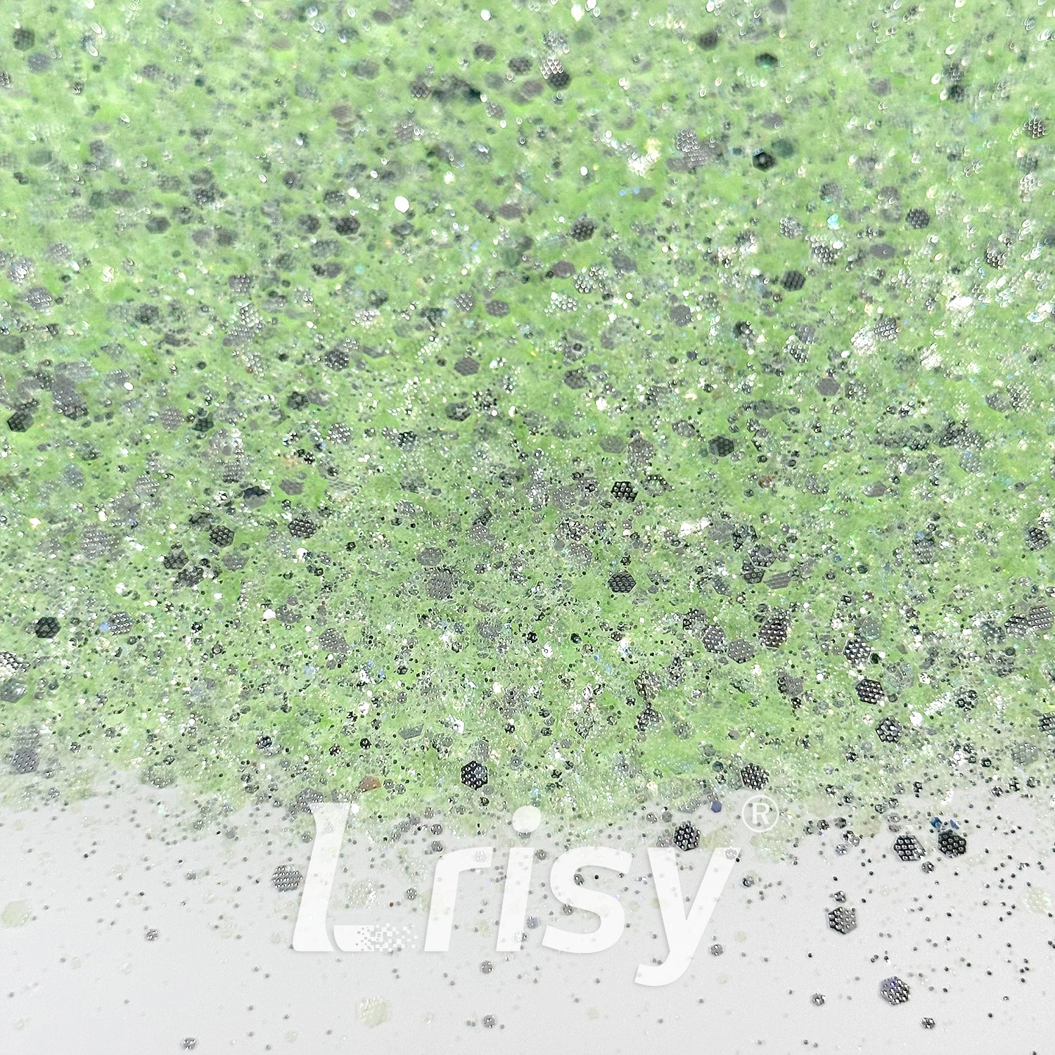 General Mixed Embossing Light Green Iridescent Hexagon Shape Glitter YT02