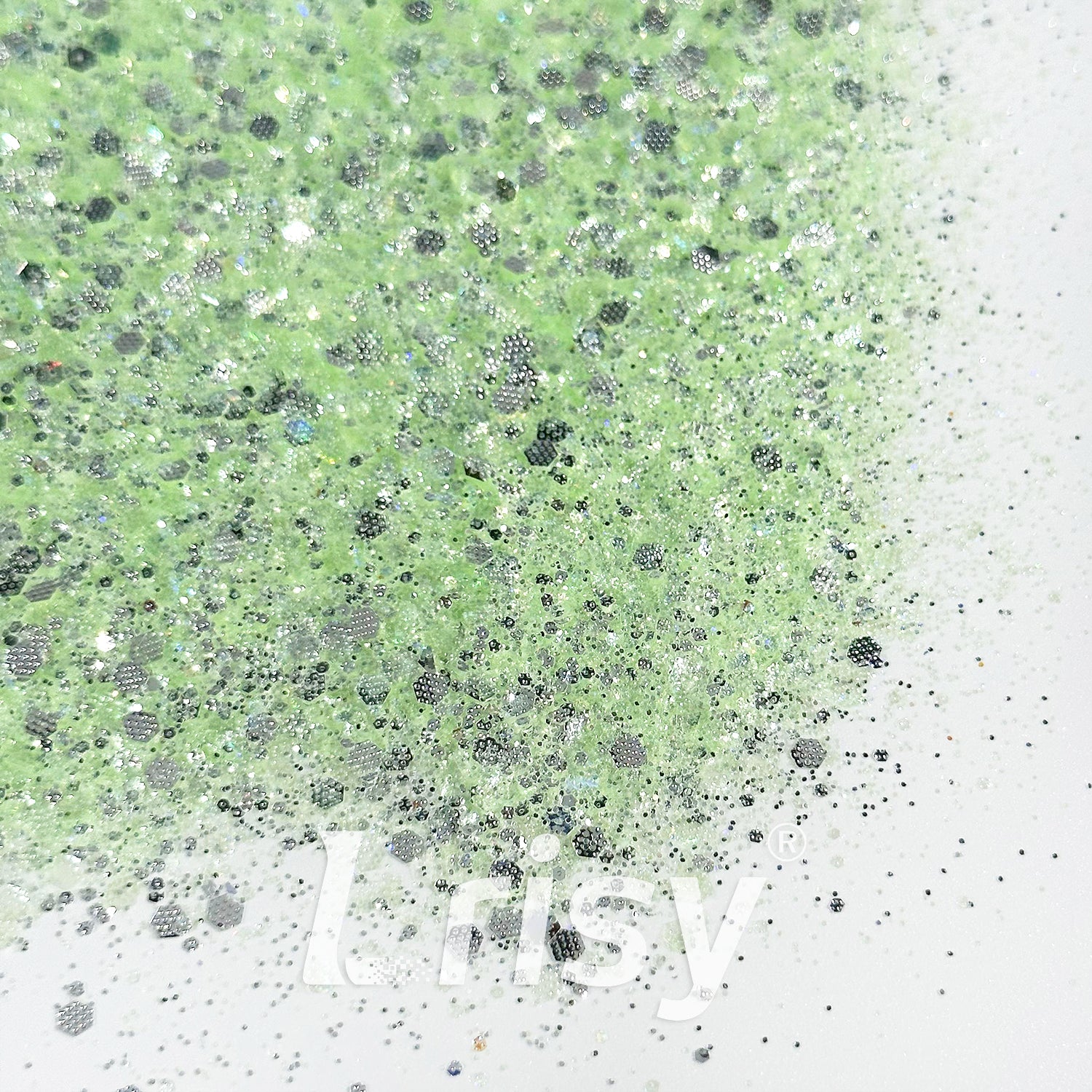 General Mixed Embossing Light Green Iridescent Hexagon Shape Glitter YT02