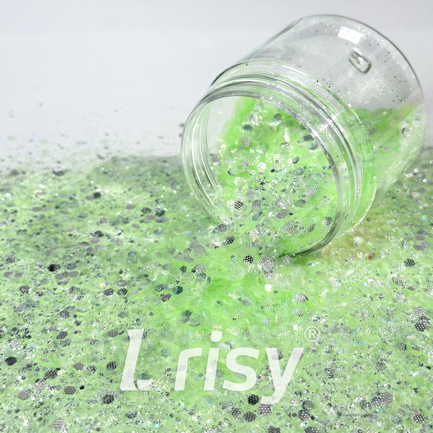 General Mixed Embossing Light Green Iridescent Hexagon Shape Glitter YT02