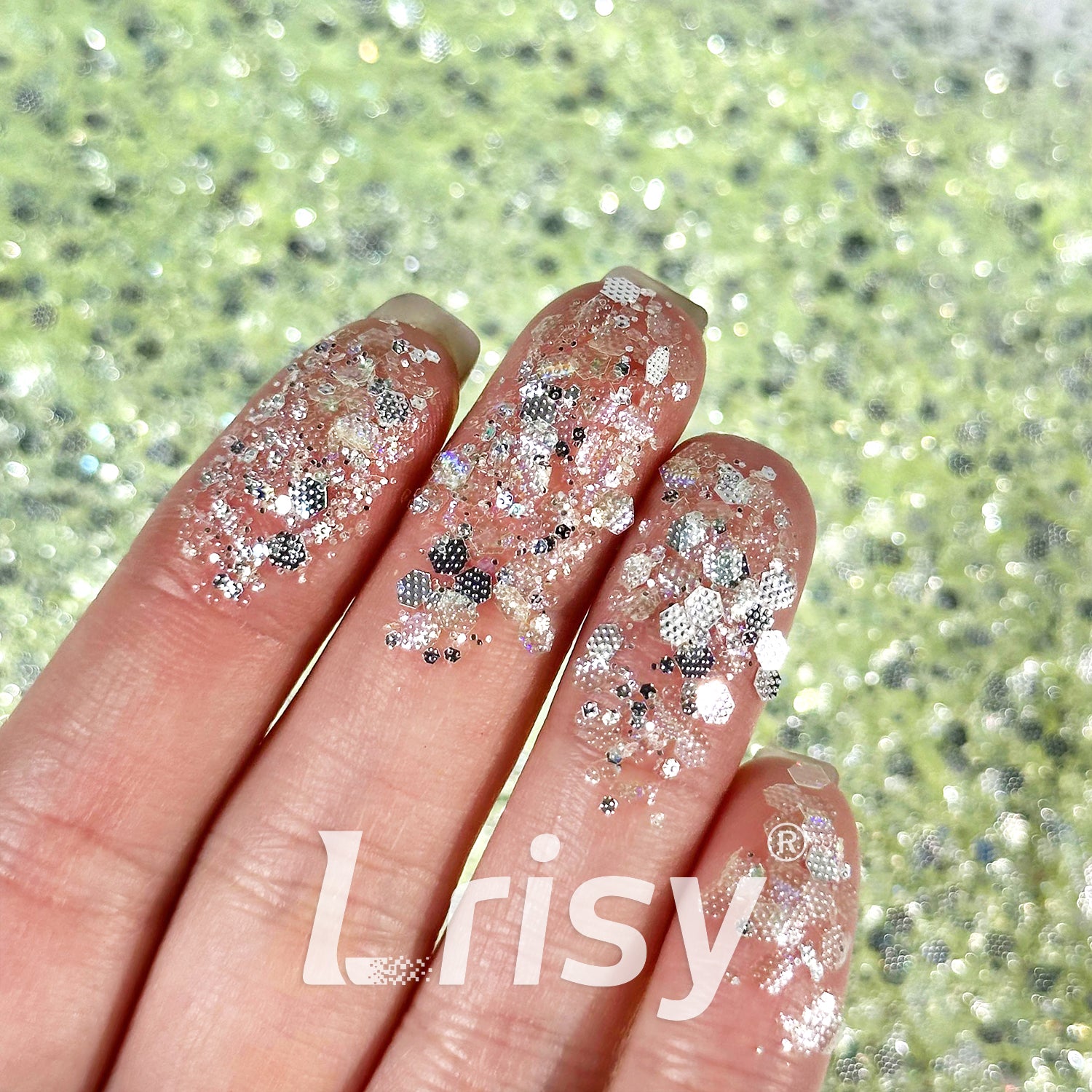 General Mixed Embossing Light Yellow Iridescent Hexagon Shape Glitter YT03