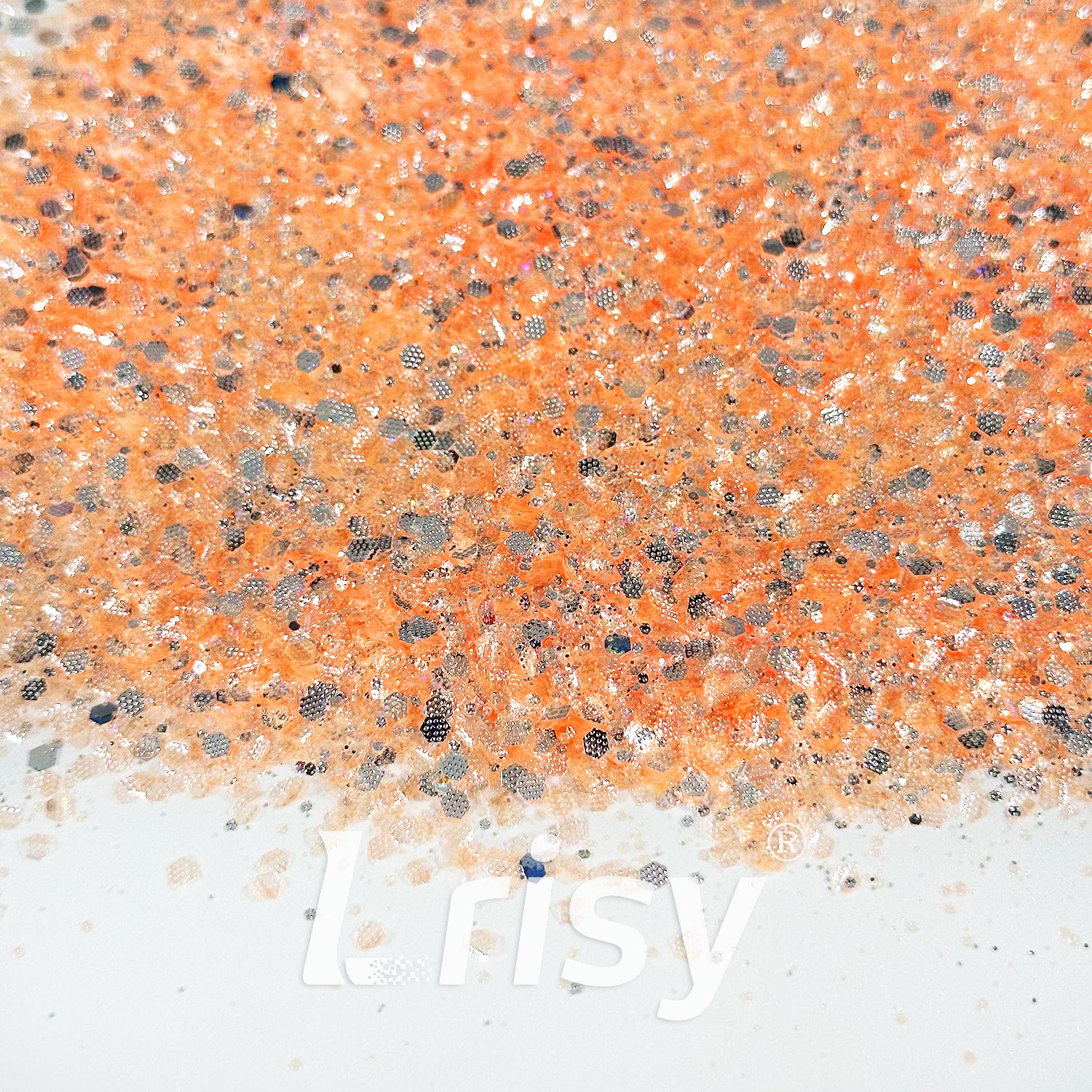 General Mixed Embossing Orange Iridescent Hexagon Shape Glitter YT04
