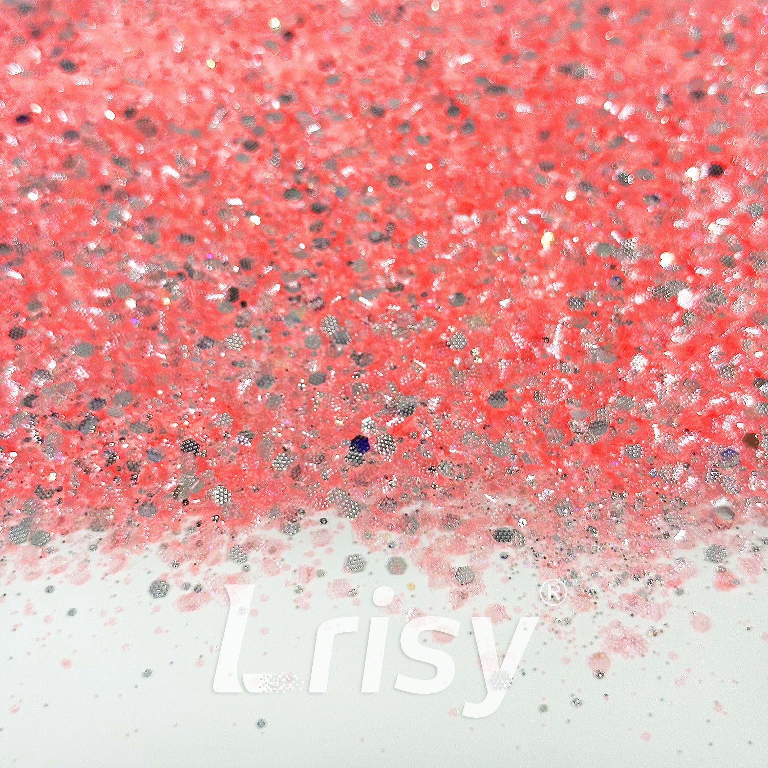 General Mixed Embossing Orange-pink Iridescent Hexagon Shape Glitter YT05