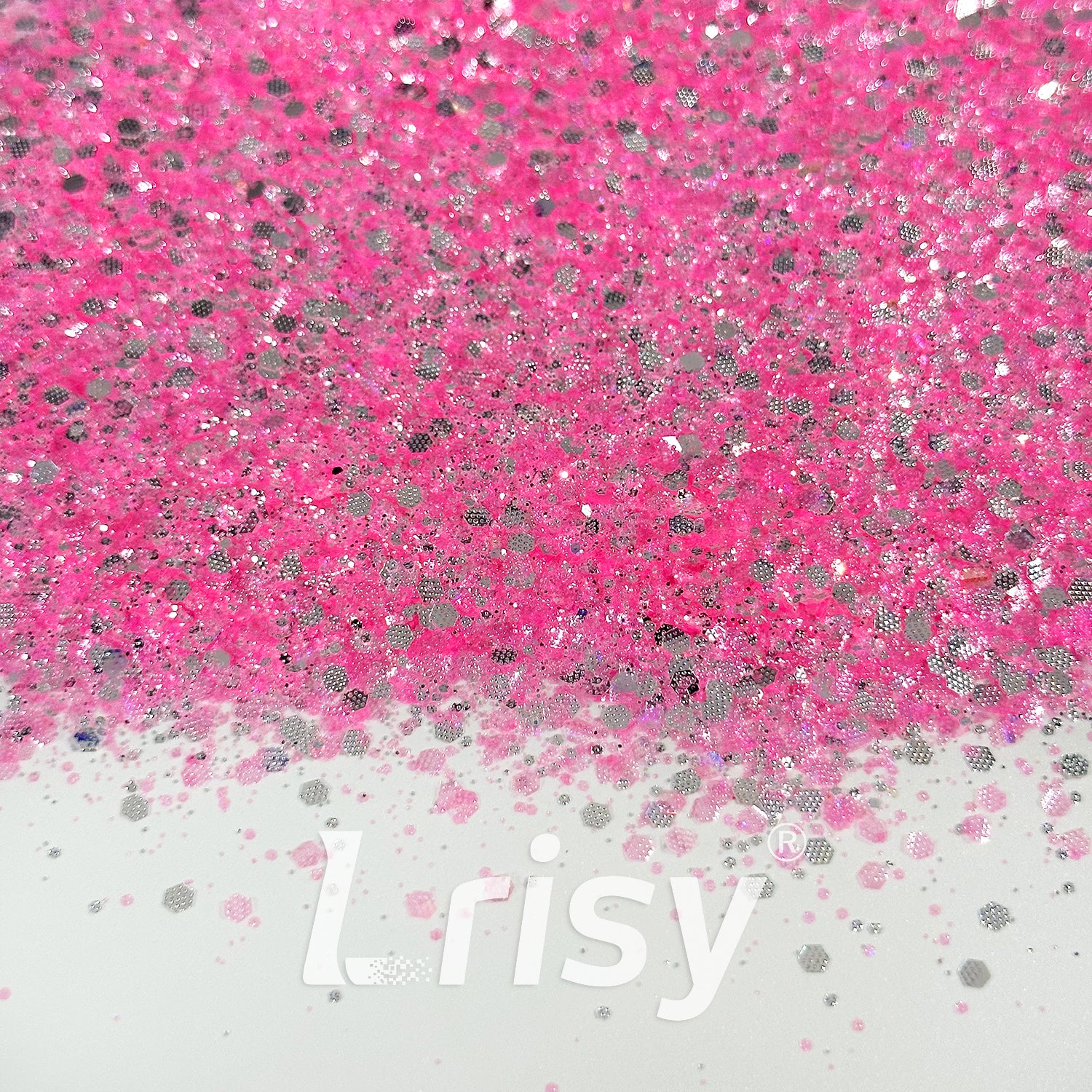 General Mixed Embossing Barbie Rose Pink Iridescent Hexagon Shape Glitter YT07