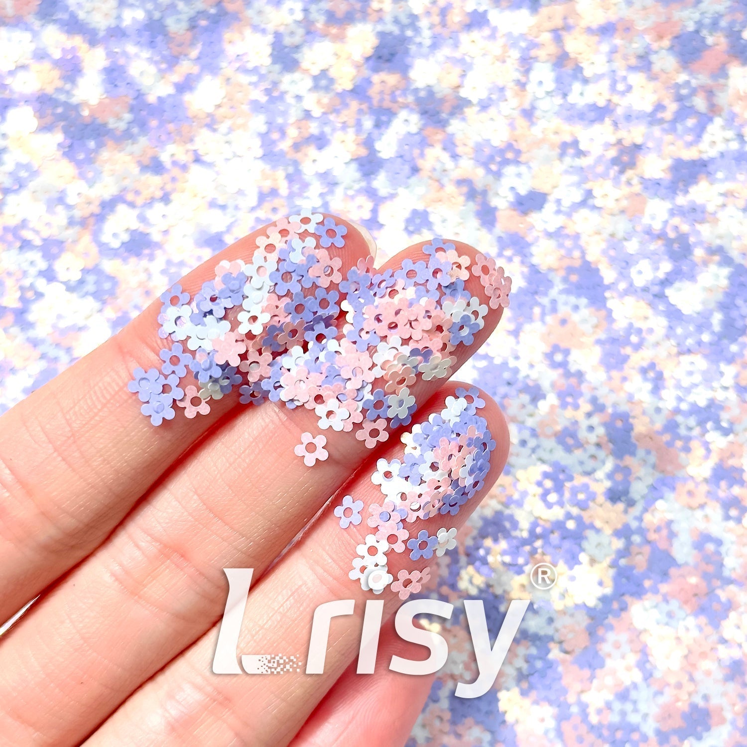 Custom Mixed Macaron Color 4mm Hollow Out Plum Flower Glitter MIX101
