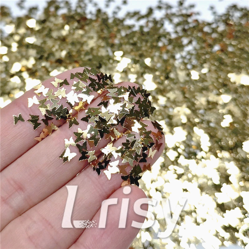 3mm Butterfly Shaped Champagne Gold Glitter B0212