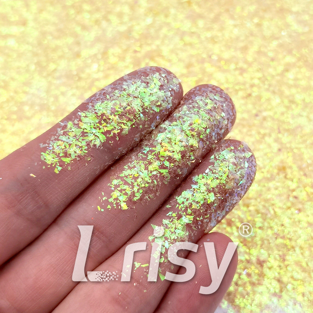 Iridescent Pale Yellow Professional Cosmetic Cellophane Glitter Shards (Flakes) FCH12 2x2