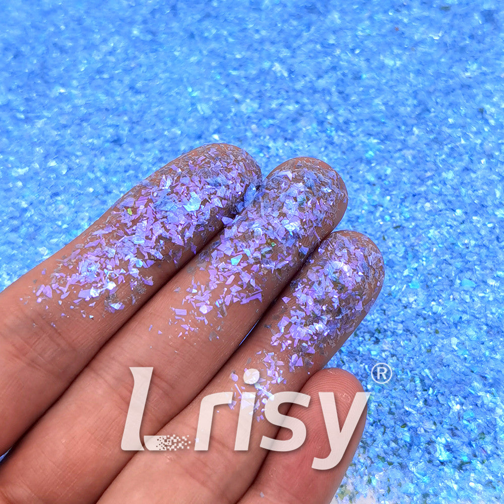 High Brightness Blue Iridescent Cellophane Glitter Shards (Flakes) FC347 2x2
