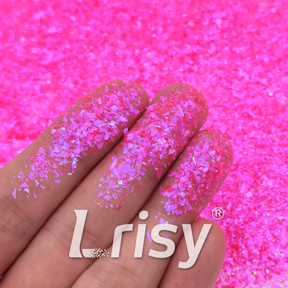 High Brightness Magenta Iridescent Cellophane Glitter Shards (Flakes) FC349 2x2