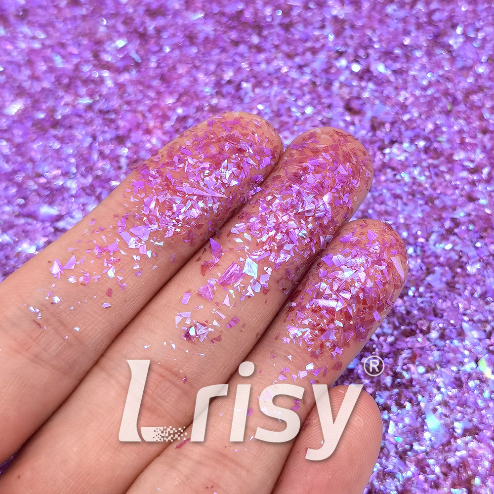 High Brightness Purple Iridescent Cellophane Glitter Shards (Flakes) FC346 2x2