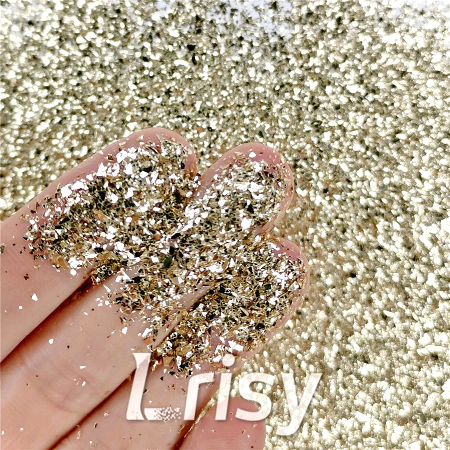 Champagne Gold Opa Cellophane Shard Confetti Glitter Sprinkle Toppings B0212 2x2