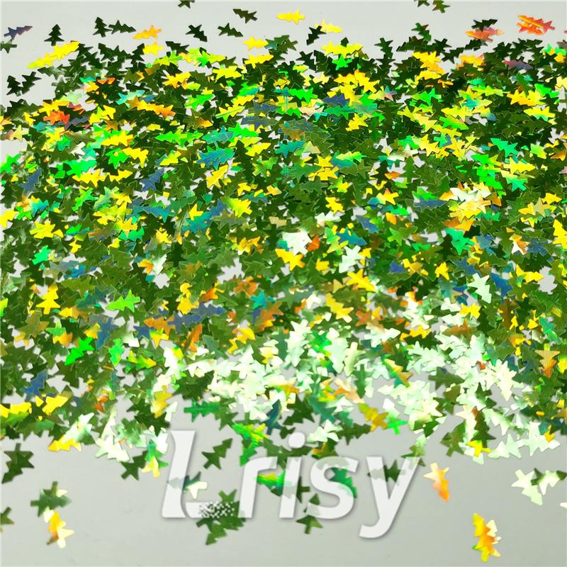 Christmas Tree Shaped Holographic Green Glitter LB601