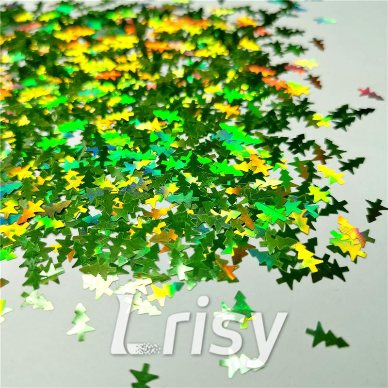 Christmas Tree Shaped Holographic Green Glitter LB601