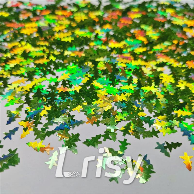 Christmas Tree Shaped Holographic Green Glitter LB601
