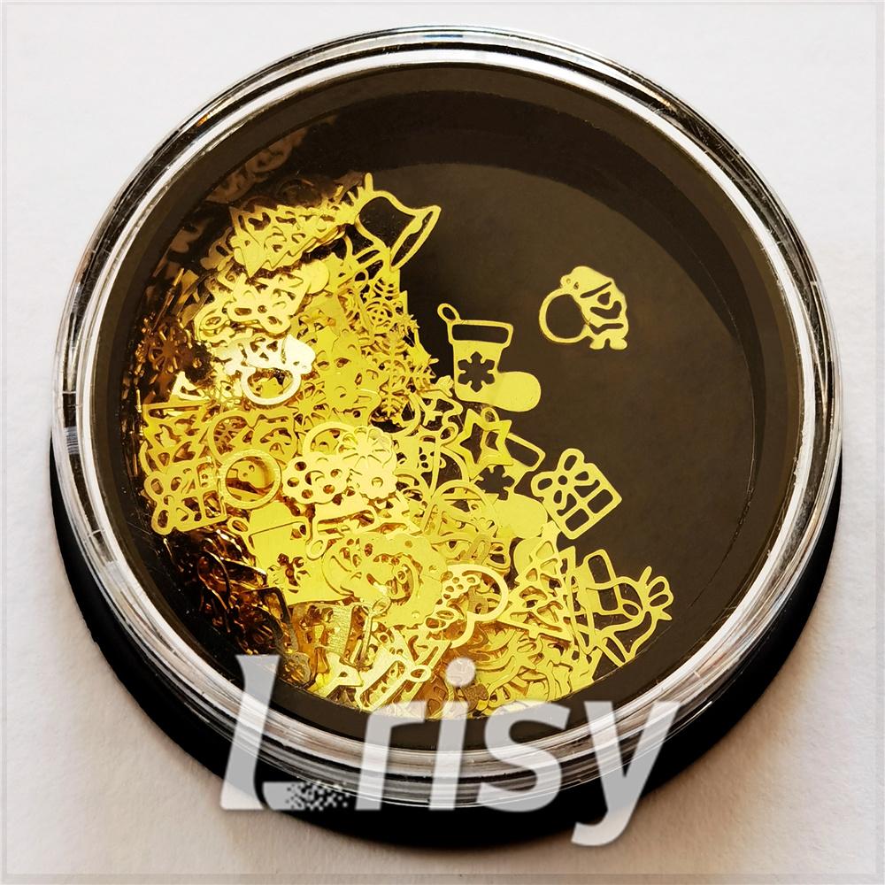 Mixed Golden Christmas Special Shaped Metal Glitter MC202