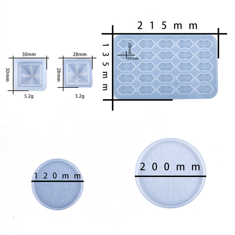 Rune Divination Tools Pack of 6 Silicone Resin Mold M-DYY-RDT001