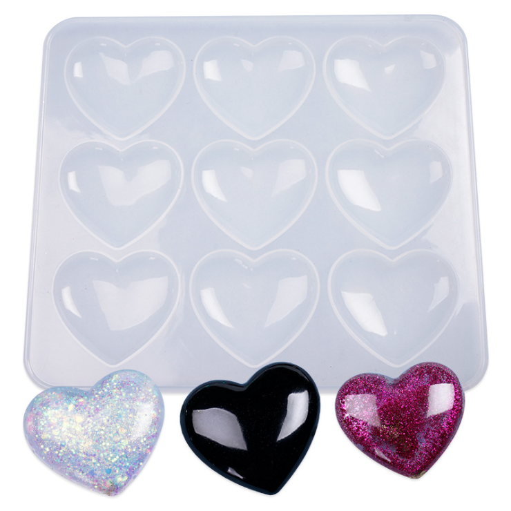 9 Grid Heart Silicone Resin Mold 188x165mm M-LYY-HET001
