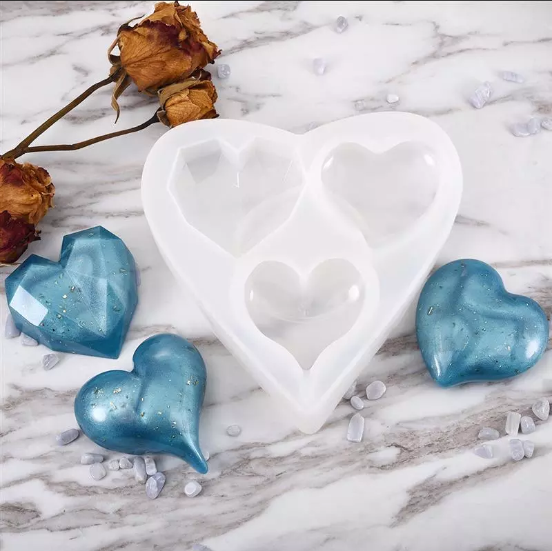 Long Tail Heart Pack of 3 Silicone Resin Mold M-LYY-HET002