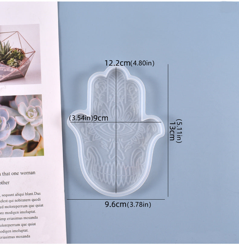 2 Pcs Hamsa Hand of Fatima Epoxy for DIY Craft Cup Mat Resin Molds