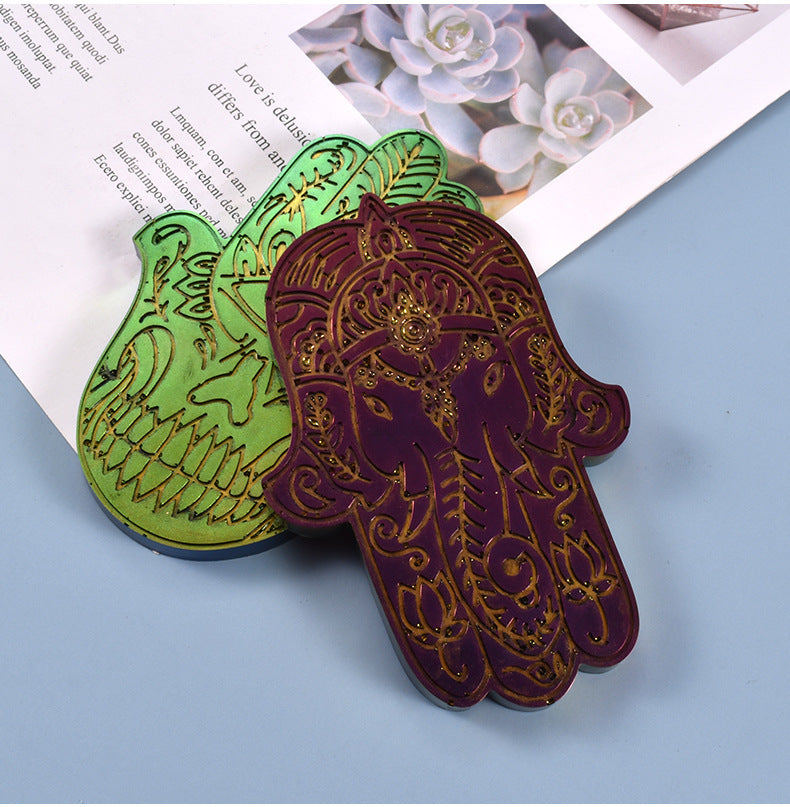 2 Pcs Hamsa Hand of Fatima Epoxy for DIY Craft Cup Mat Resin Molds