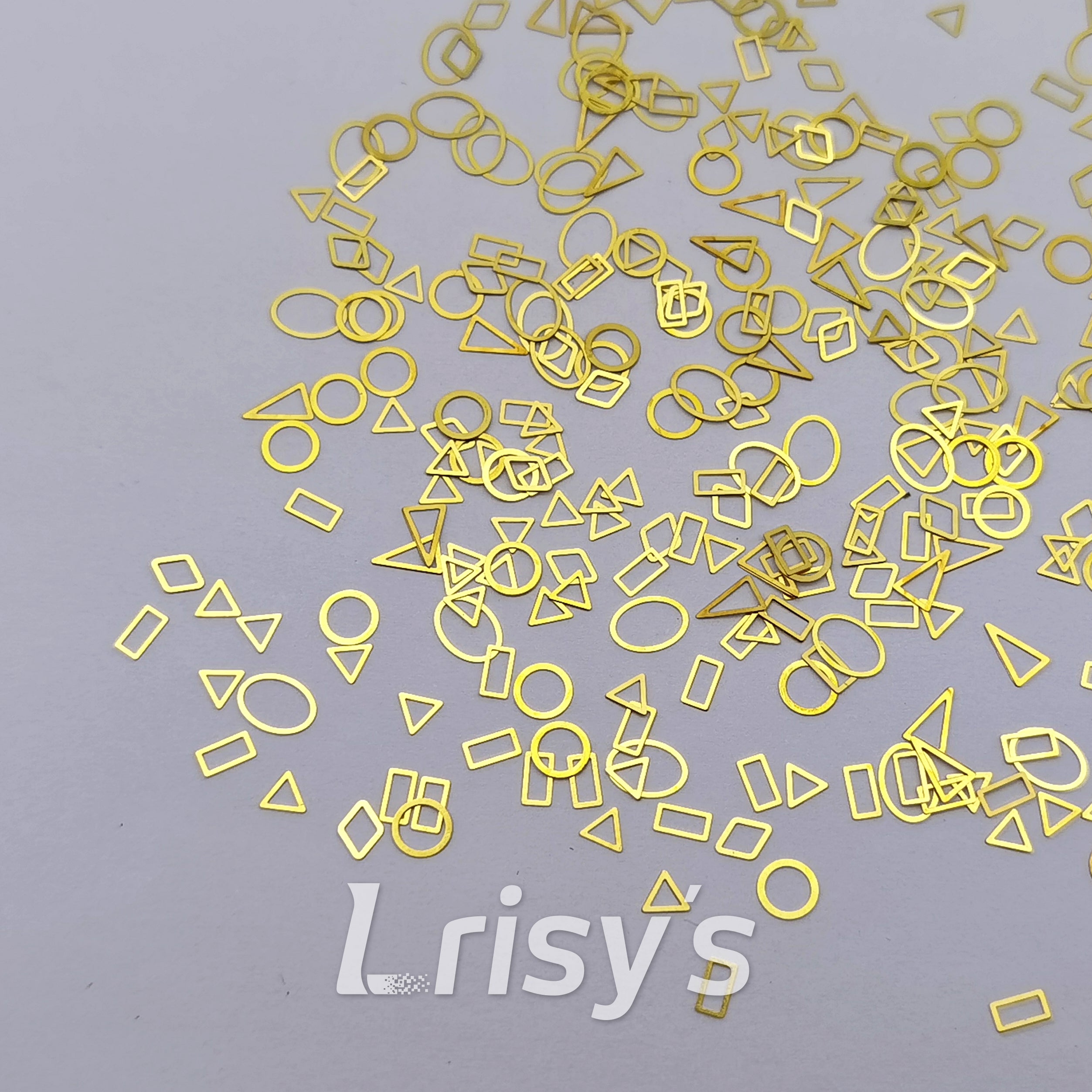 Golden Geometric Patterns Shaped Mixed Metal Nail Glitter MC216