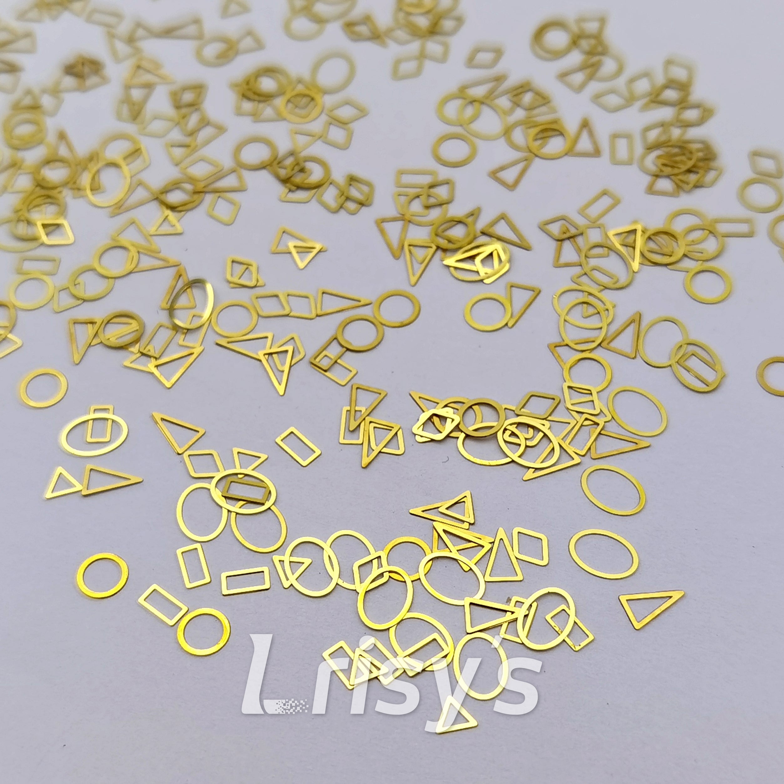 Golden Geometric Patterns Shaped Mixed Metal Nail Glitter MC216