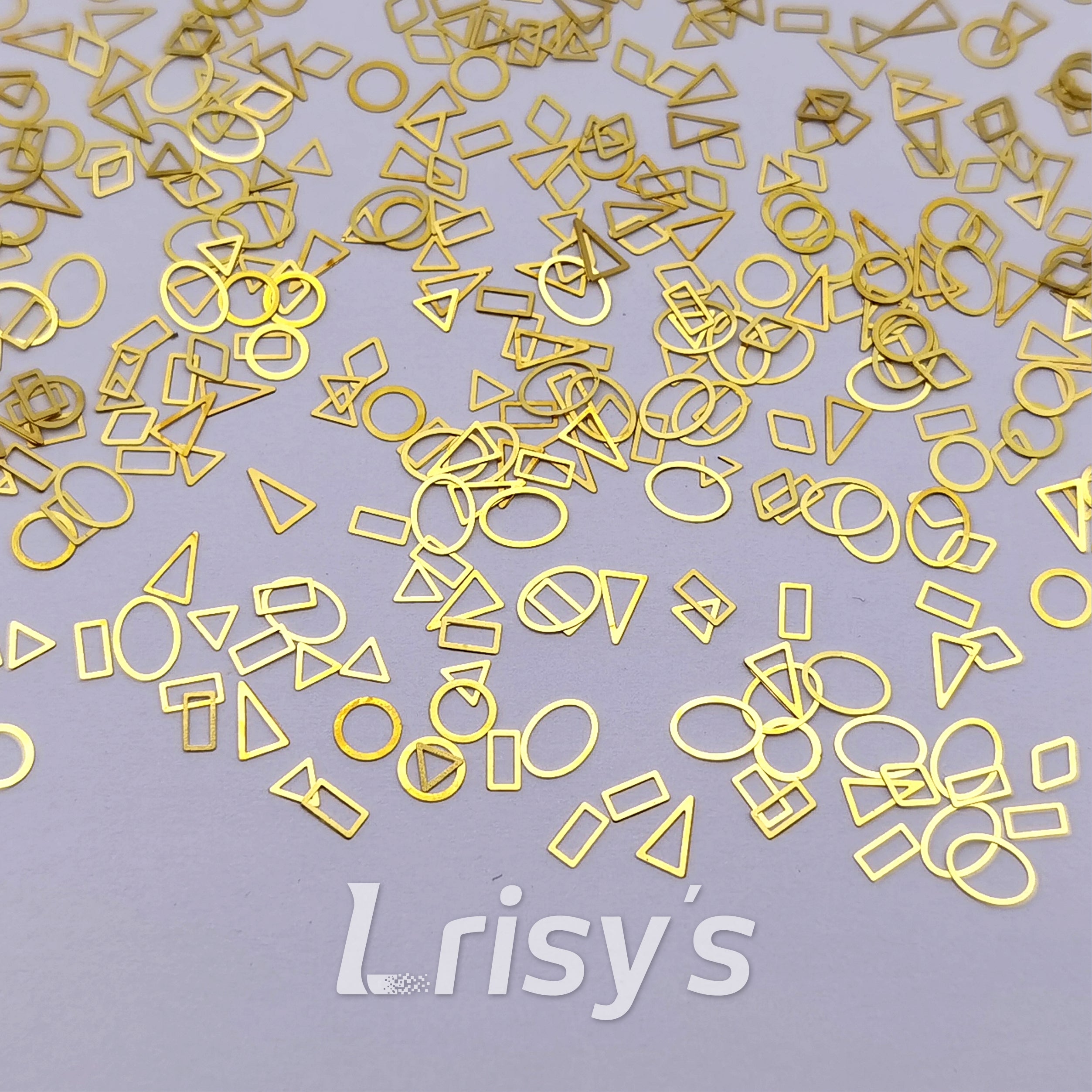 Golden Geometric Patterns Shaped Mixed Metal Nail Glitter MC216