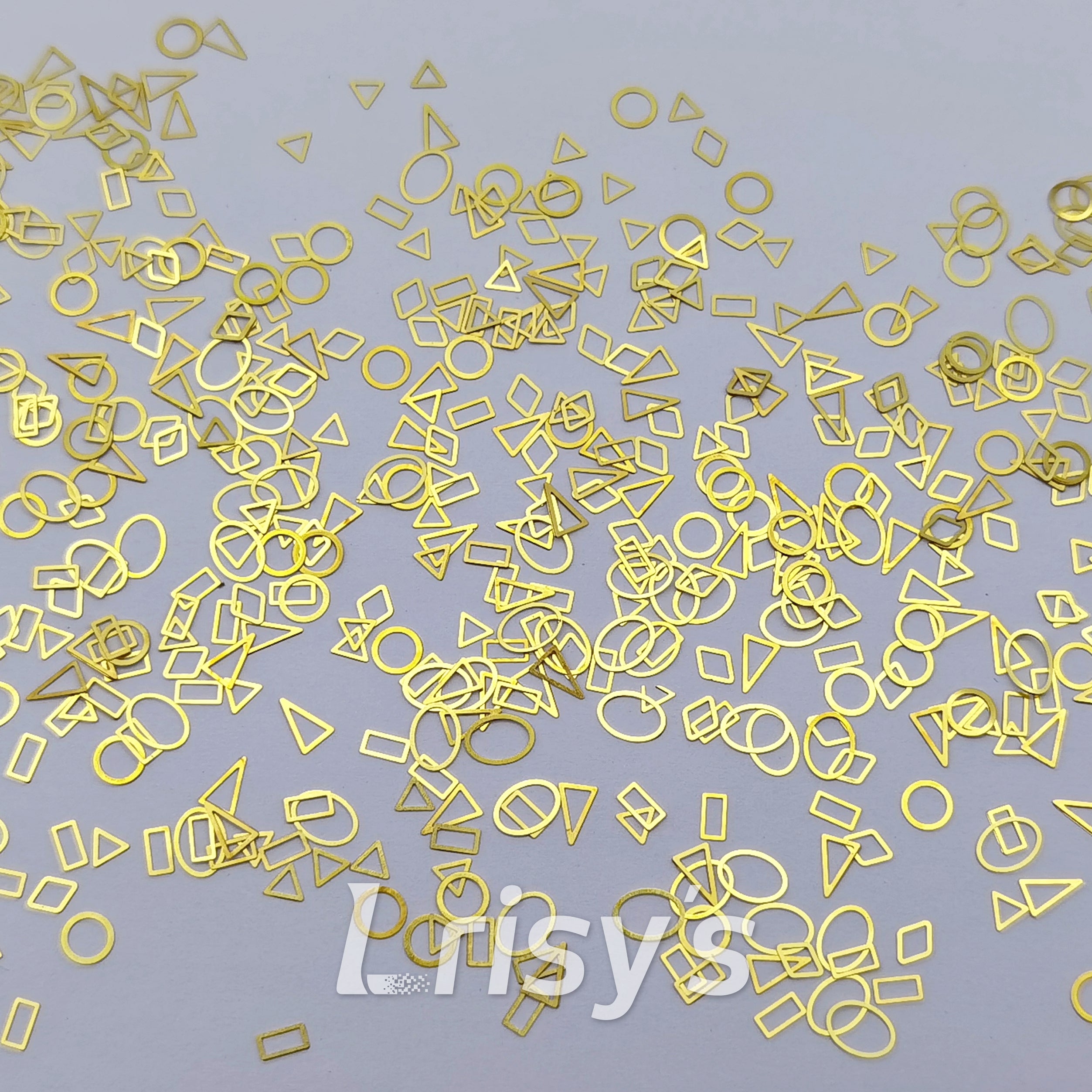 Golden Geometric Patterns Shaped Mixed Metal Nail Glitter MC216